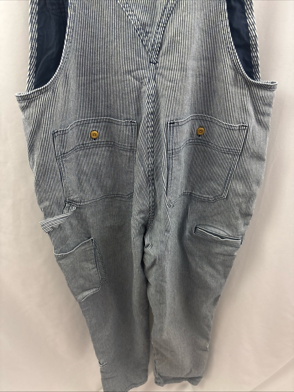 Duluth Trading Women's Hickory Blue White Striped Bib Overalls Sx31 Gardening - Picture 12 of 13